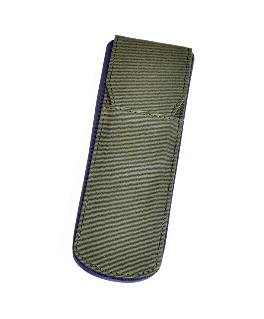 Piper Two Pen Case - OliveBlue Canvas