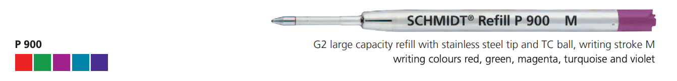 Schmidt p900 G2 Refill - Colors
