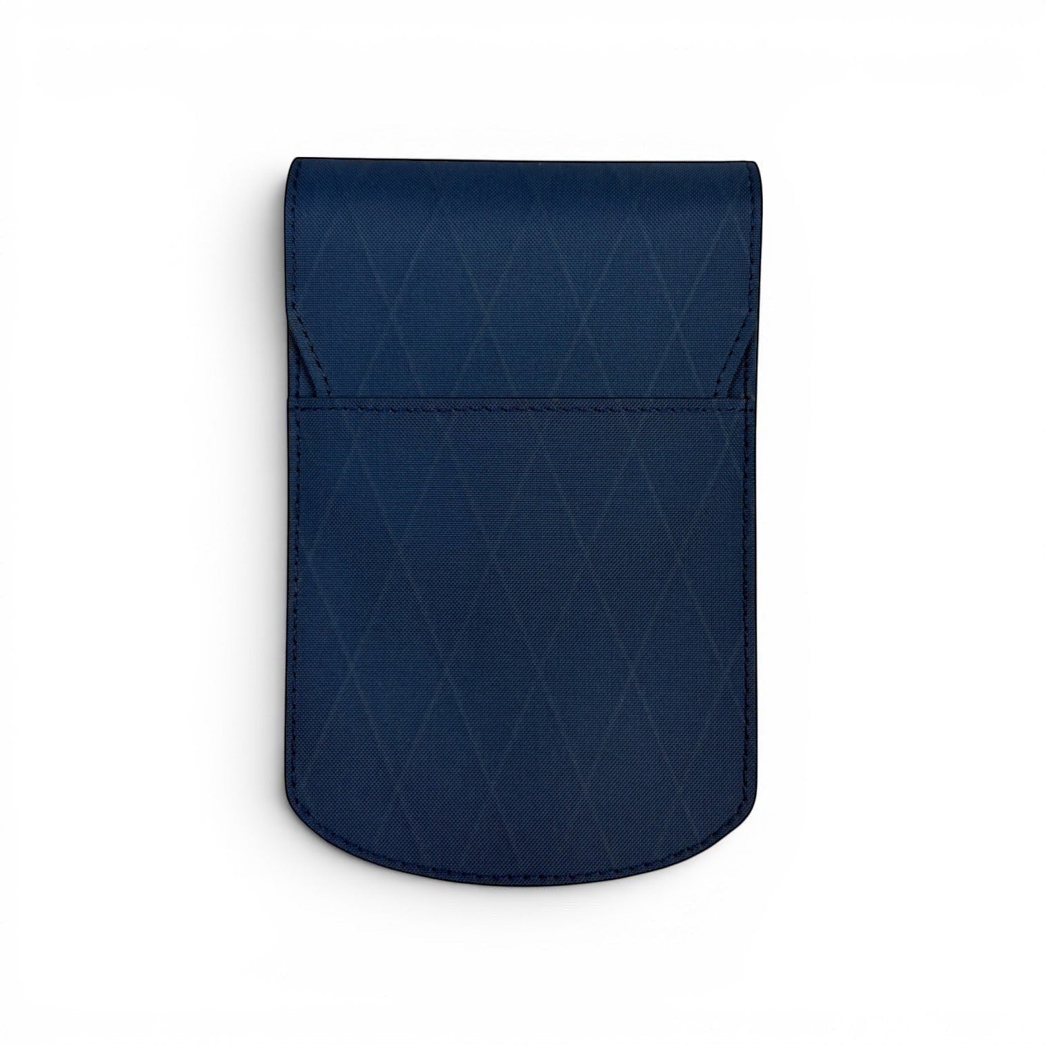 Piper Trading Co. navy blue X-Pac fabric 4 pen case with diamond pattern and curved bottom edge.