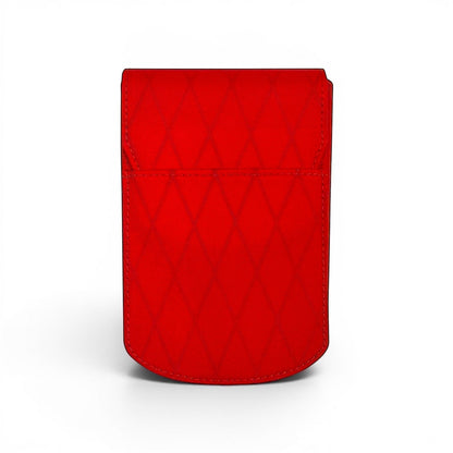 Piper Trading Co. red X-Pac fabric 4 pen case with diamond pattern stitching and a fold-over closure.